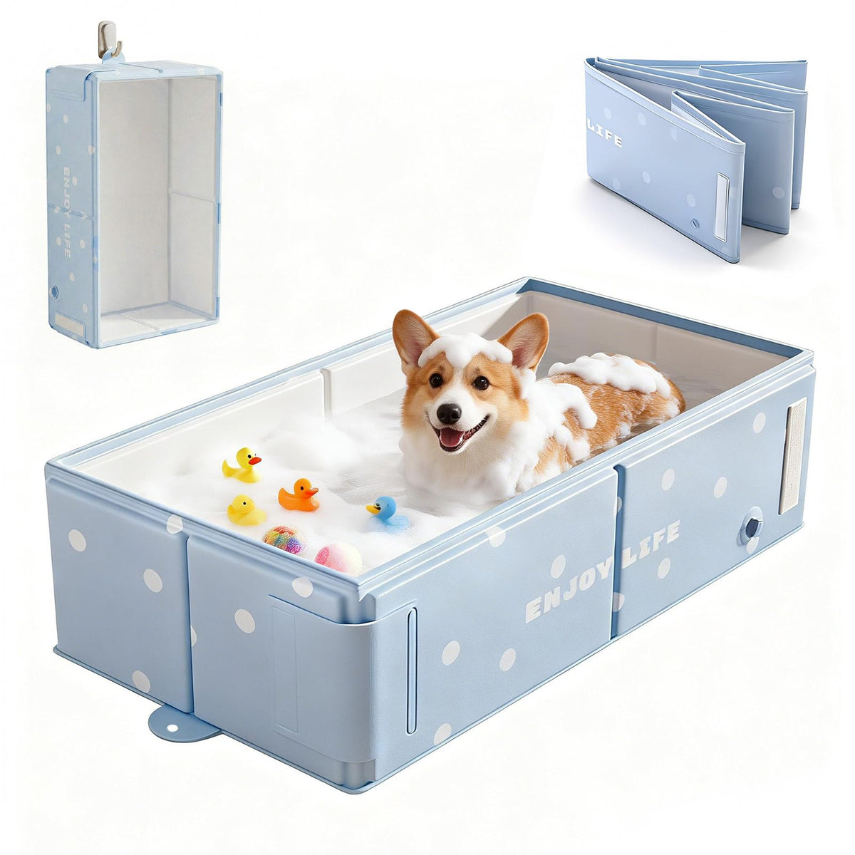 Collapsible Dog Bath Tub with Side Drain Outlet X276