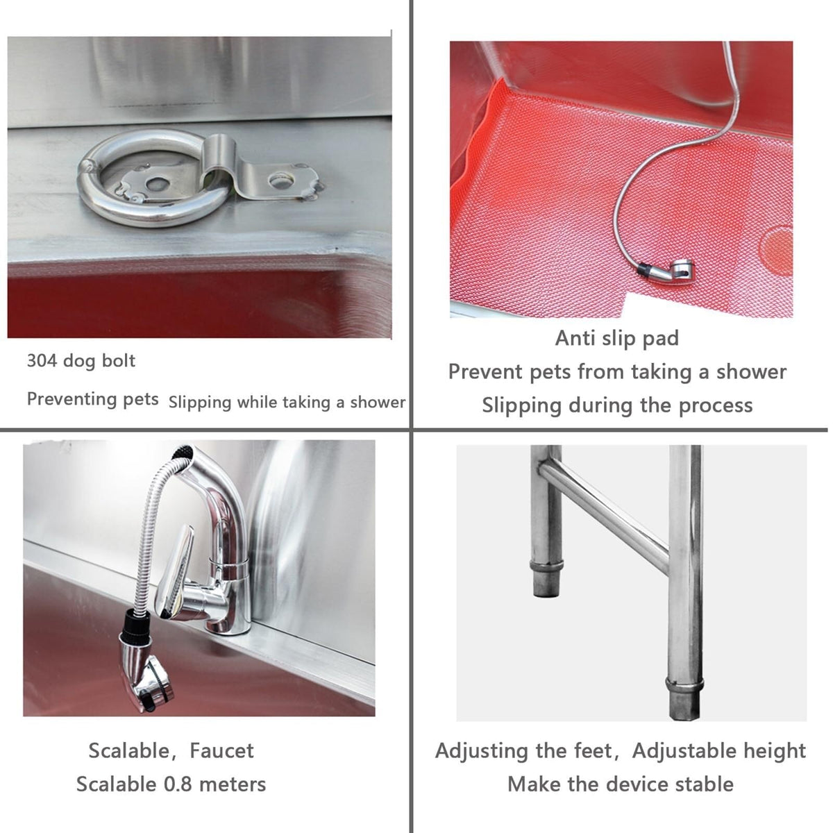 Stainless Steel Dog Grooming Bathtub with Faucet W3420