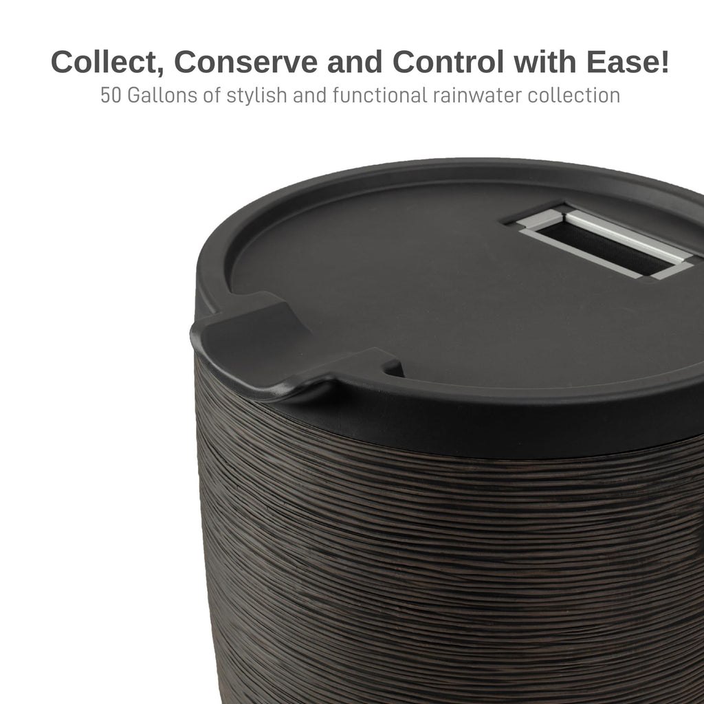 50-Gallon Rain Barrel with Stand and Removable Lid L8041
