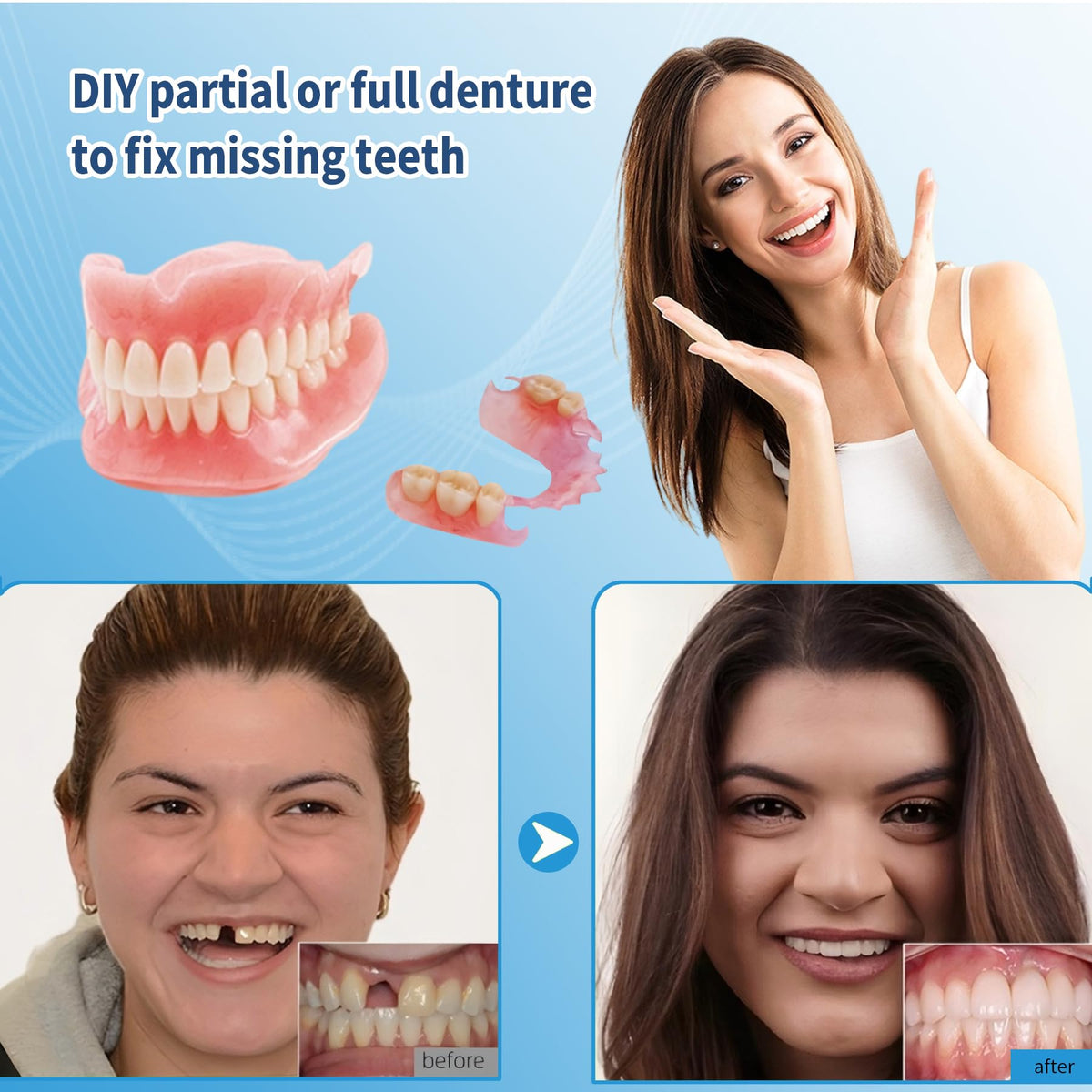 DIY Denture Full Set of Top and Bottom Fake Teeth R913