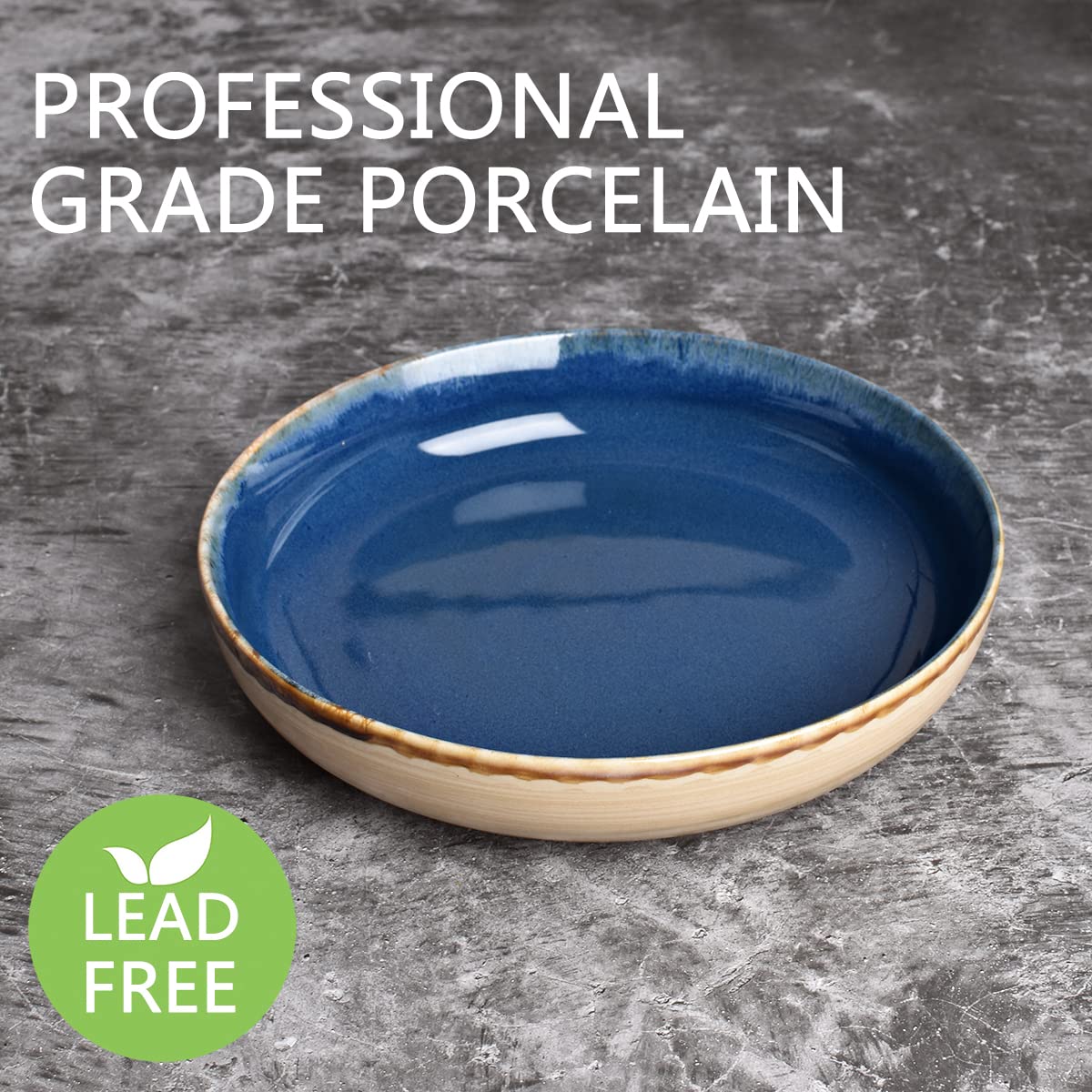 Large Stoneware Pasta Bowls, Set of 4, 40 Oz, Microwave and Dishwasher Safe G579