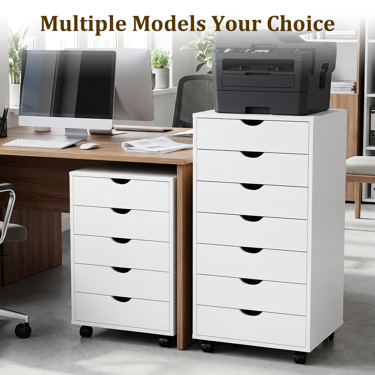White 5 Drawer Rolling Storage Cabinet E72270