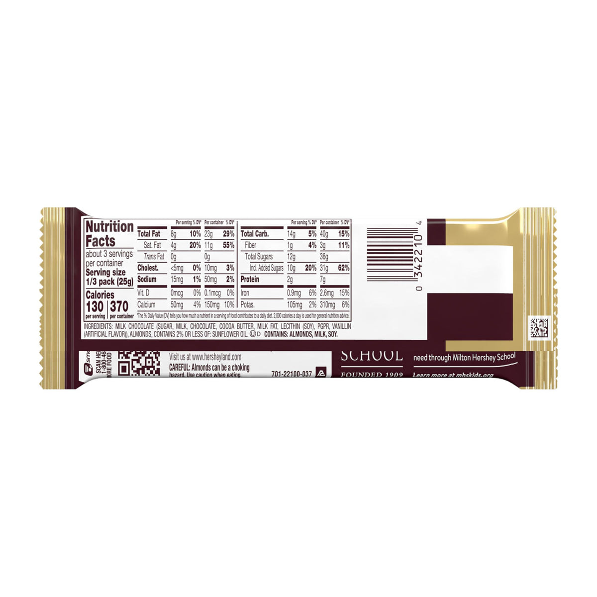 Milk Chocolate with Whole Almonds Candy Bar 2.6 oz B361243