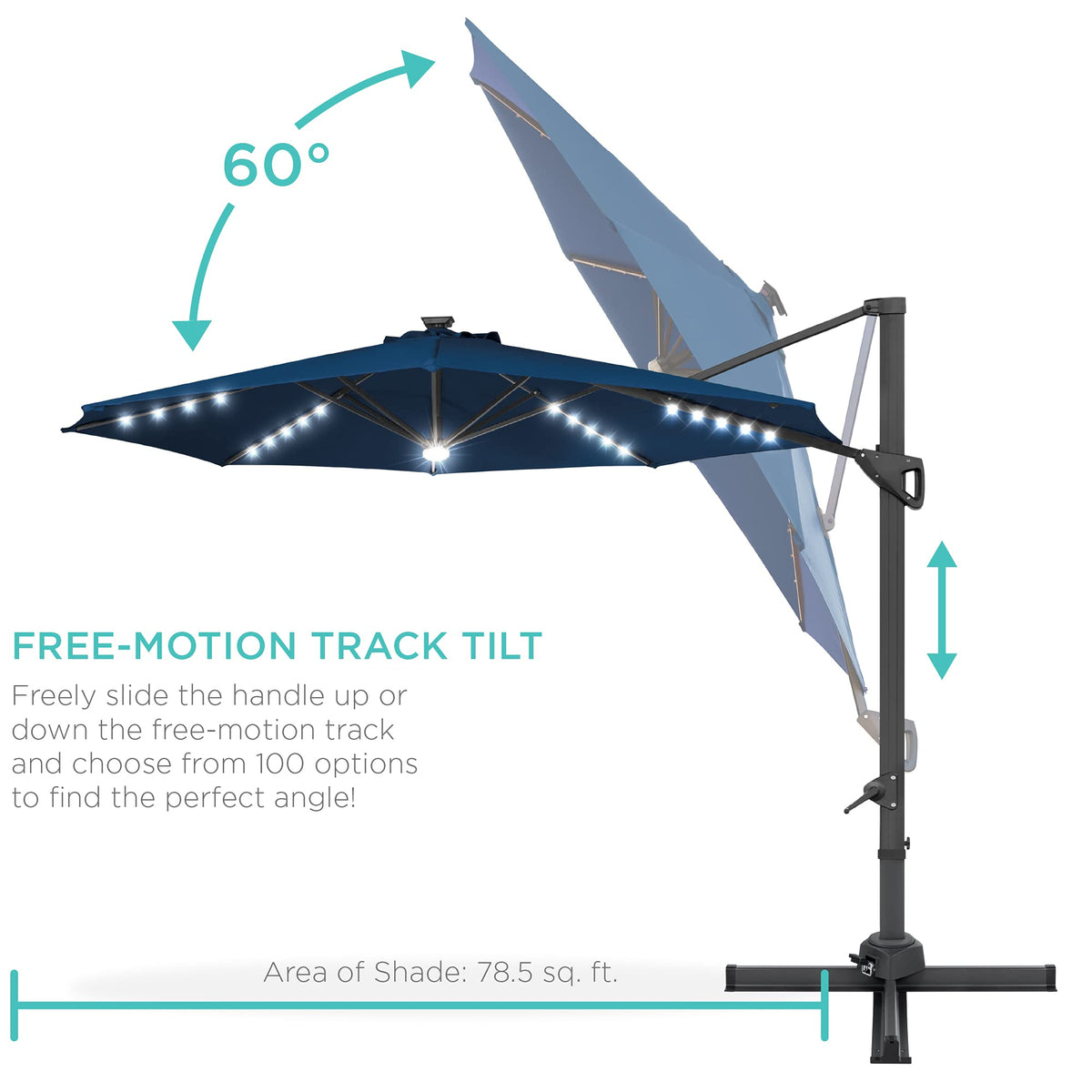 10ft Solar LED Cantilever Patio Umbrella G158