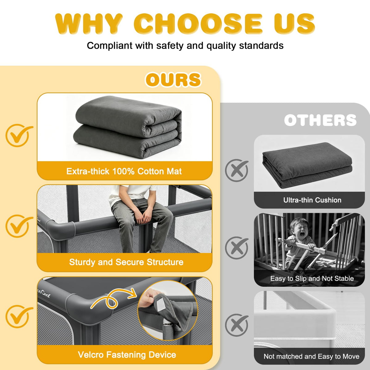 Foldable Baby Playpen with Mat P6610