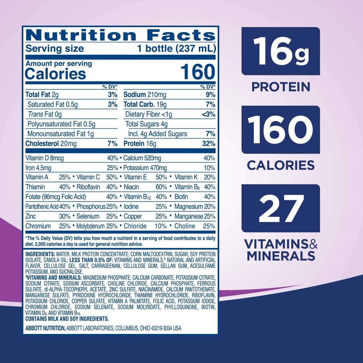 High Protein Vanilla Nutrition Shake 16g Protein 8 fl oz 12 Pack E175345