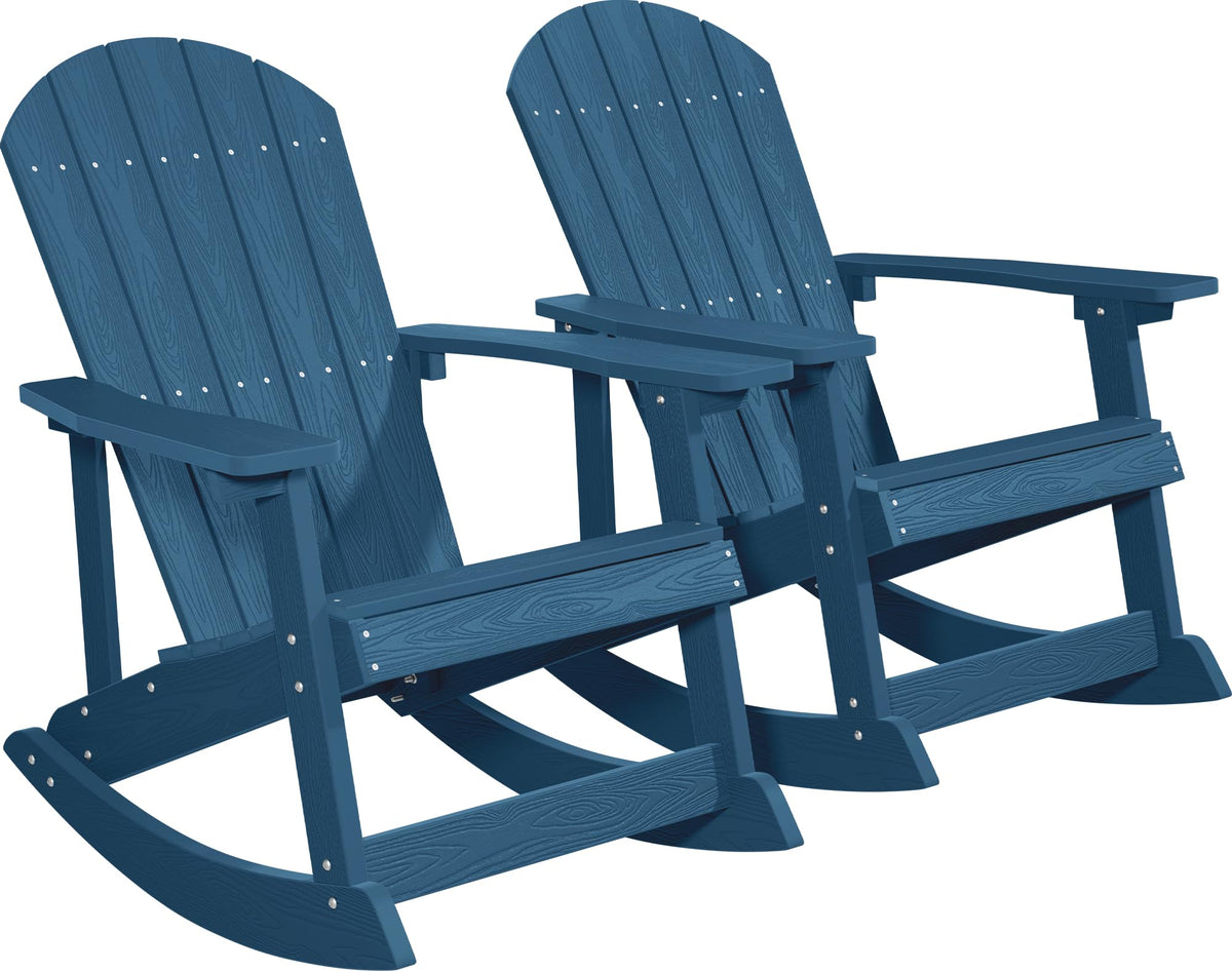 Navy Blue All-Weather Resistant Adirondack Rocking Chair Set of 2 U5974