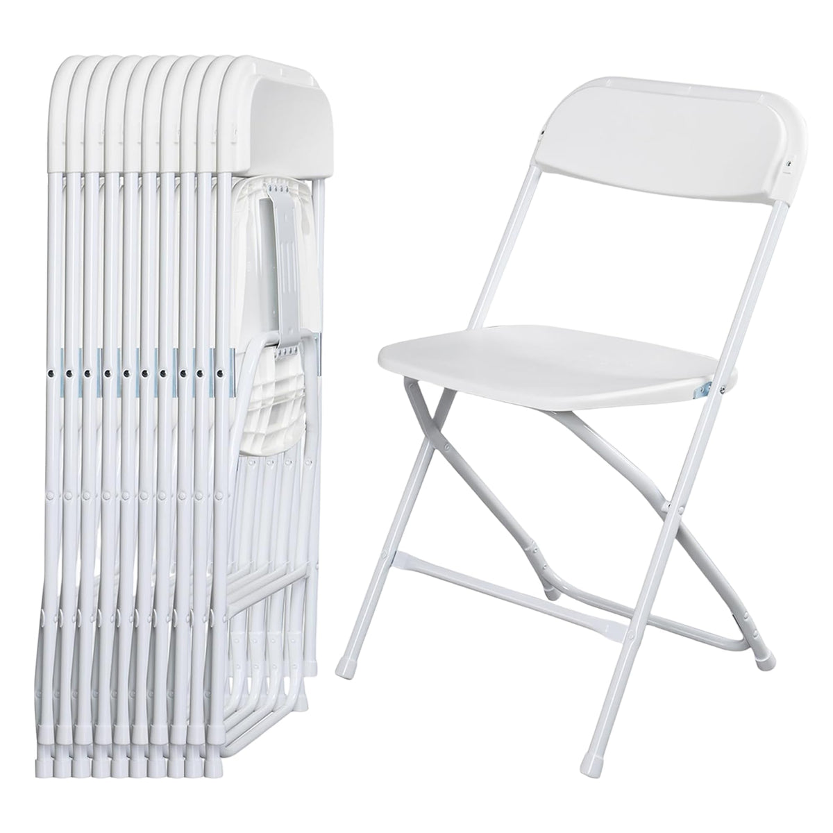 White 10 Pack Folding Chairs with Steel Frame G58115