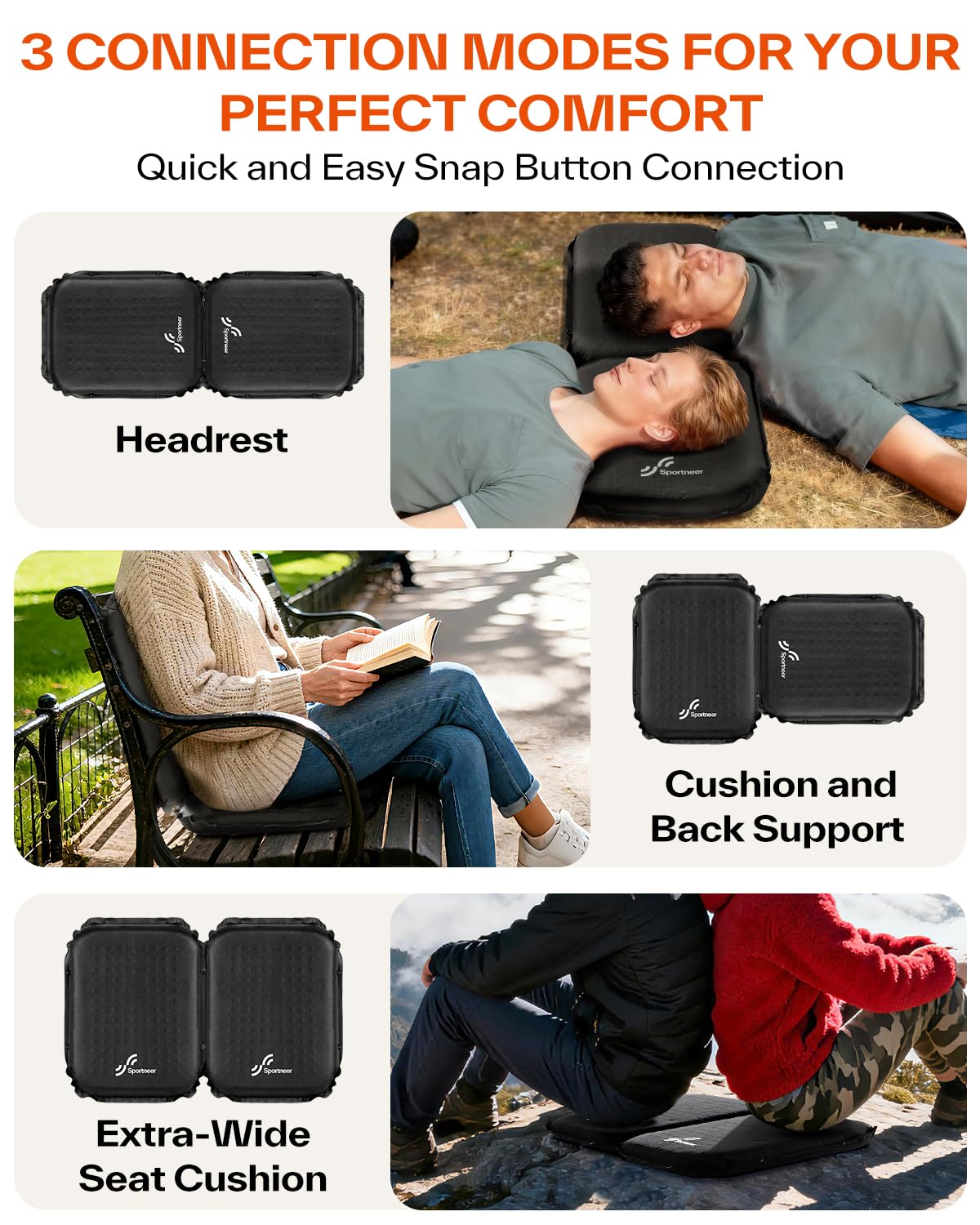 Inflatable Self-Inflating 2" High Rebound Foam Seat Cushion, 2 Pack Q53497