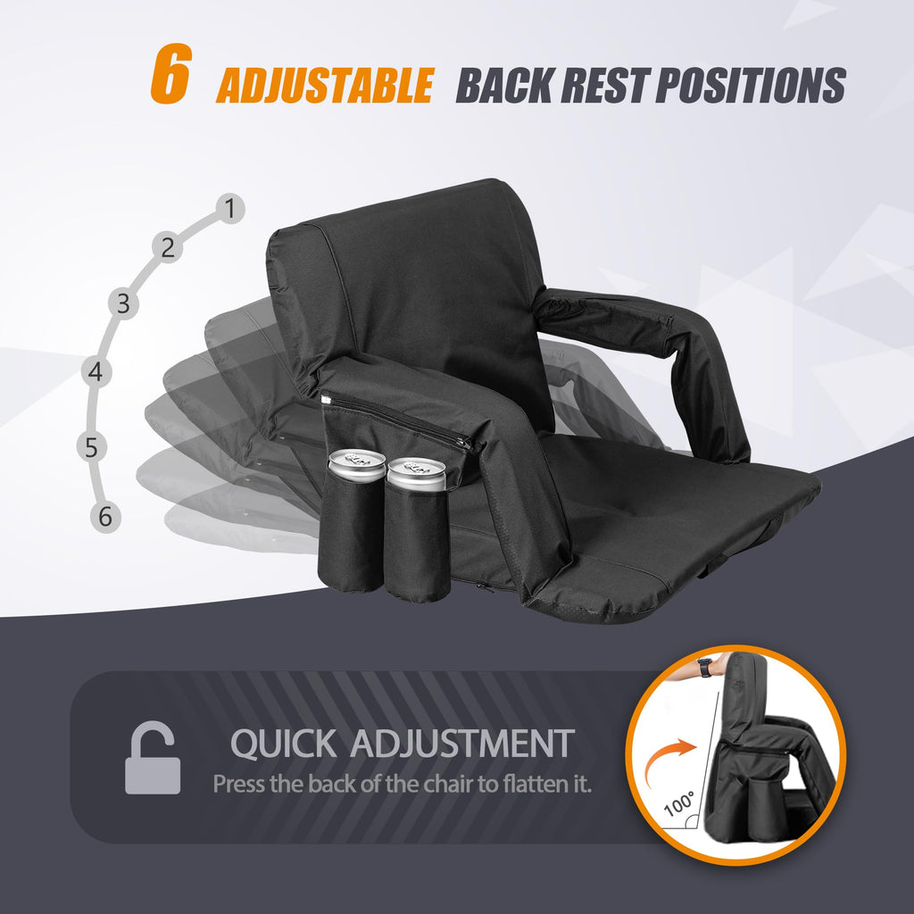 2 Pack Reclining Stadium Seat with Back Support I215