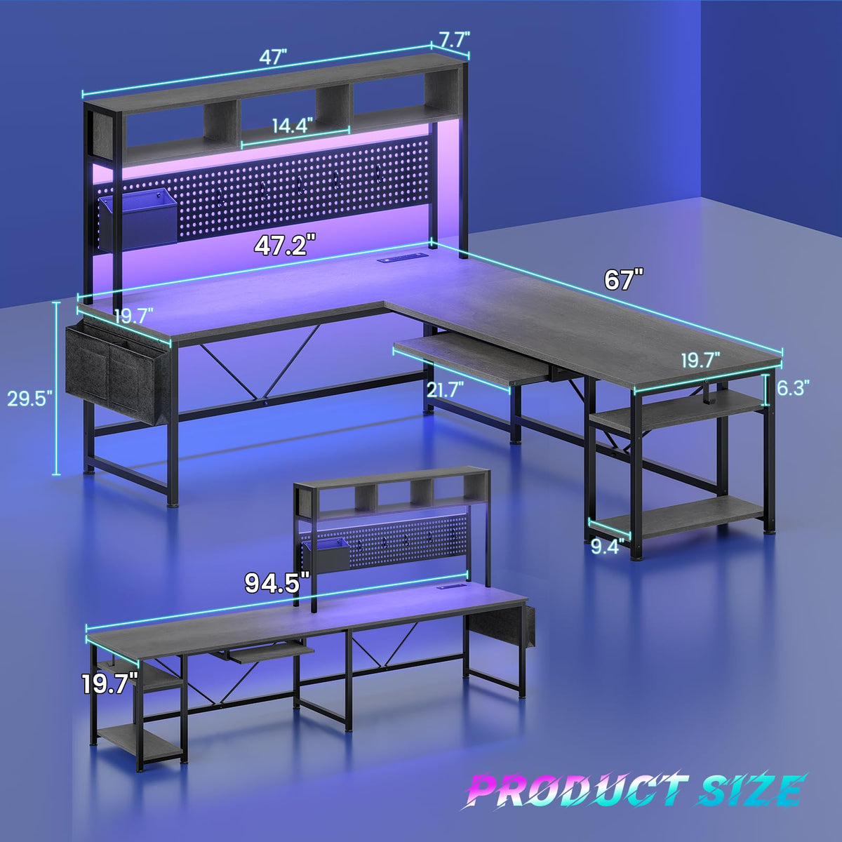 L Shaped Office Desk with Hutch H6219
