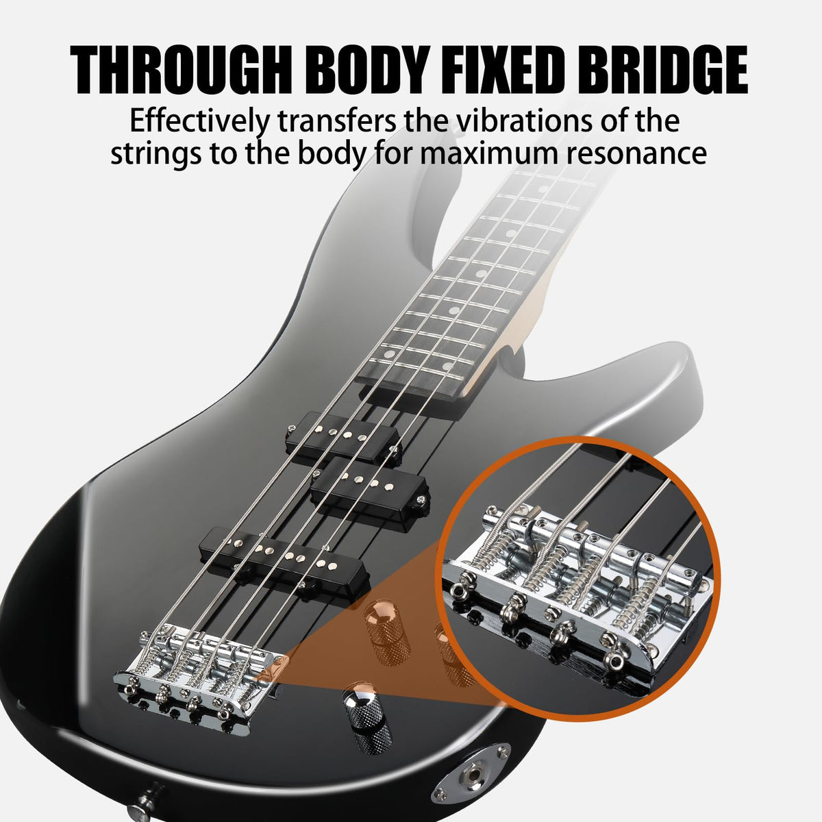 Electric Bass Guitar 4 String Kit Black S8509