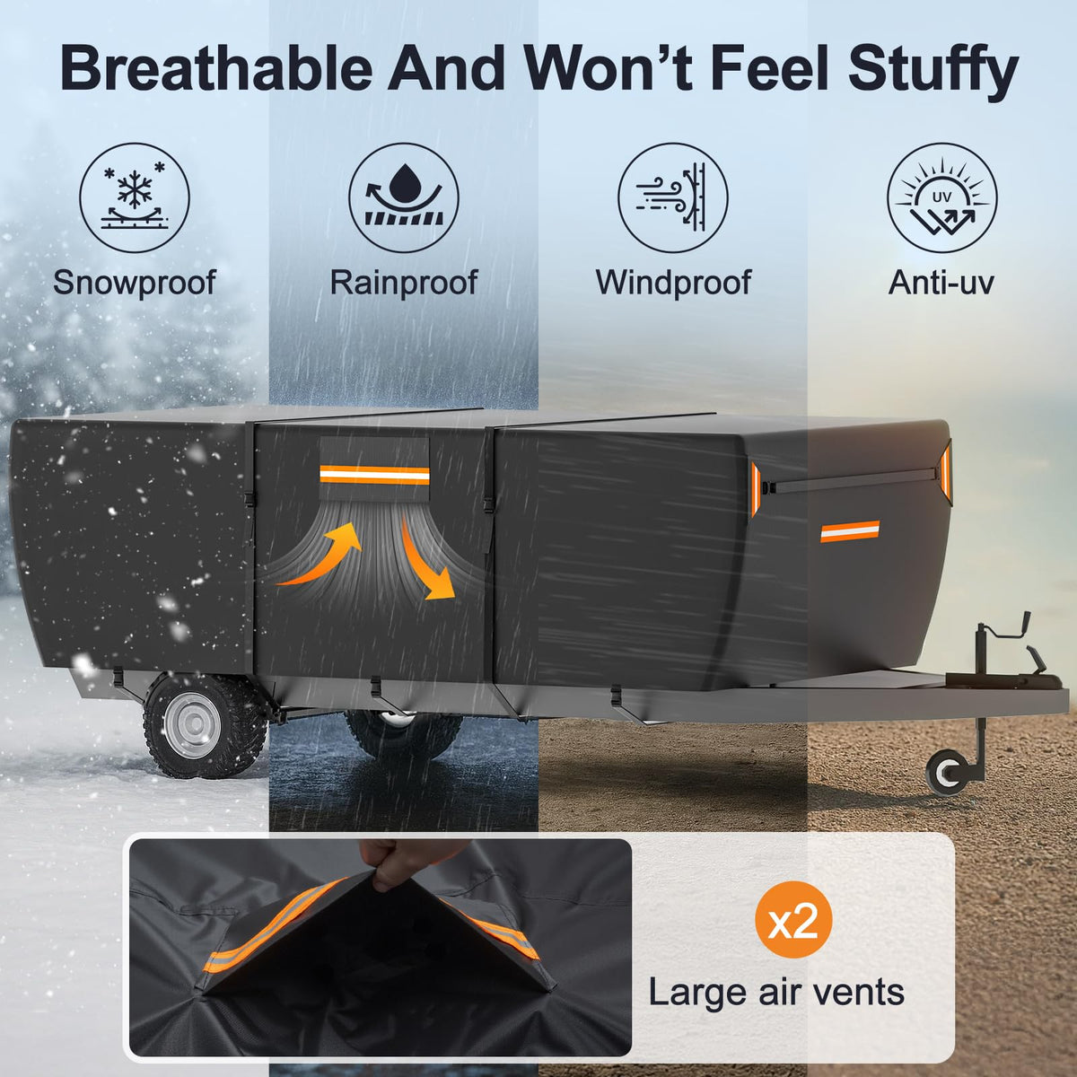 12-14 ft Pop Up Camper Cover 7 Layers Oxford Waterproof V127