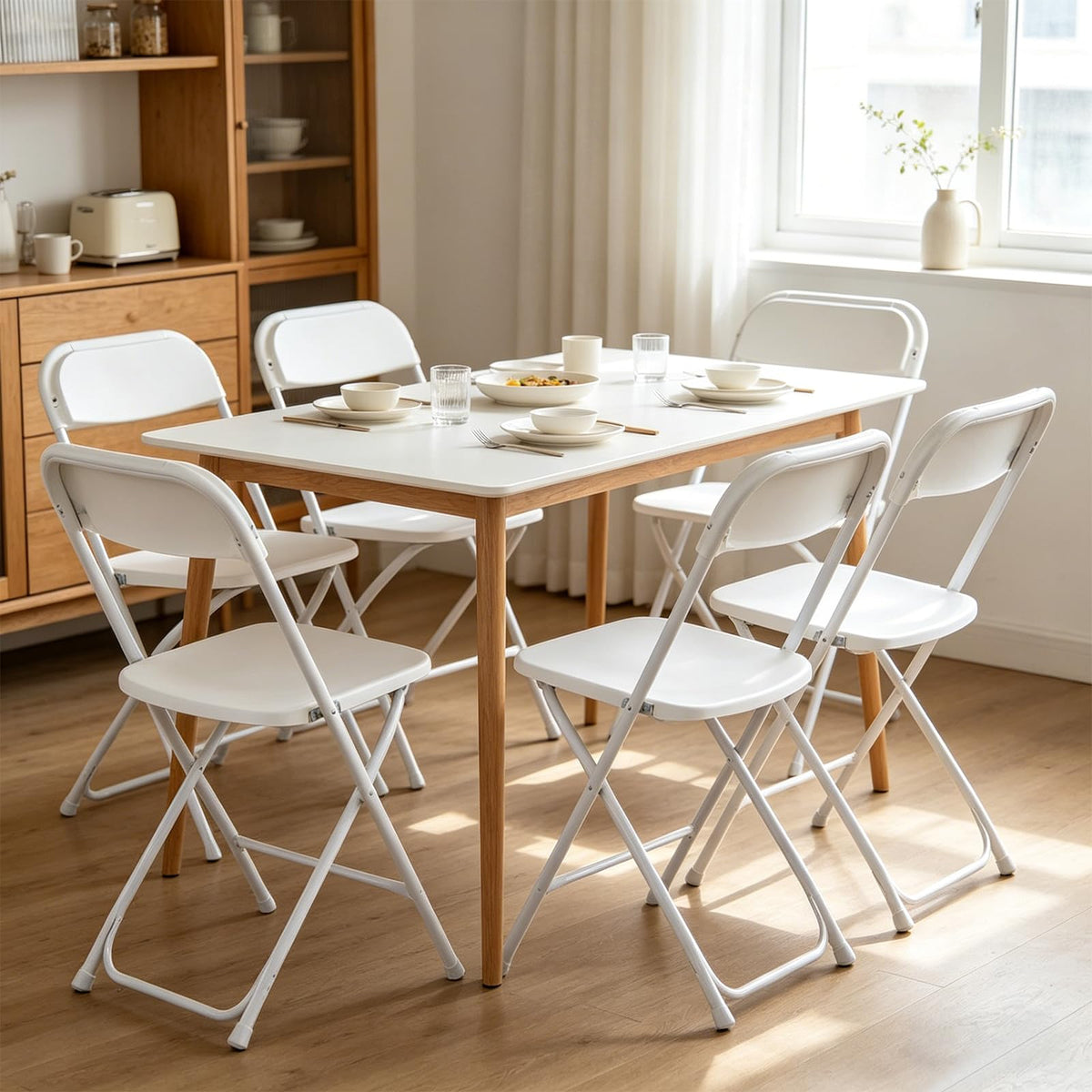 White 10 Pack Folding Chairs with Steel Frame G58115