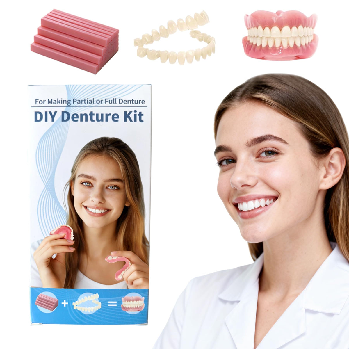 DIY Denture Full Set of Top and Bottom Fake Teeth R913