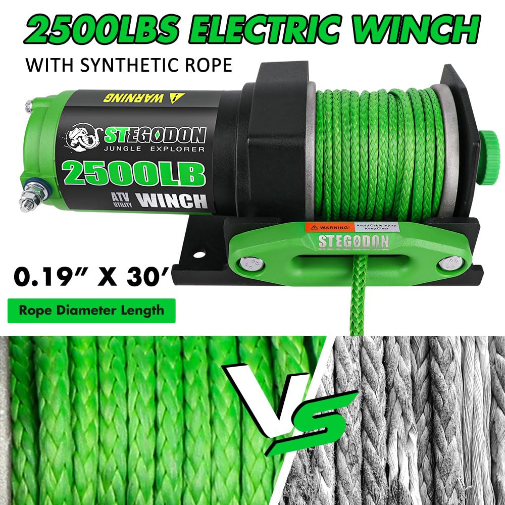 2500 lb. 12V Waterproof Synthetic Rope Electric Winch B758