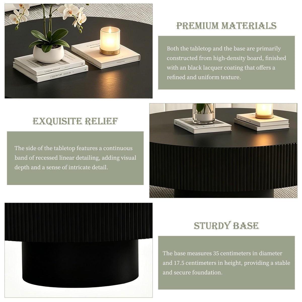 Black Round Pedestal Coffee Table P8881