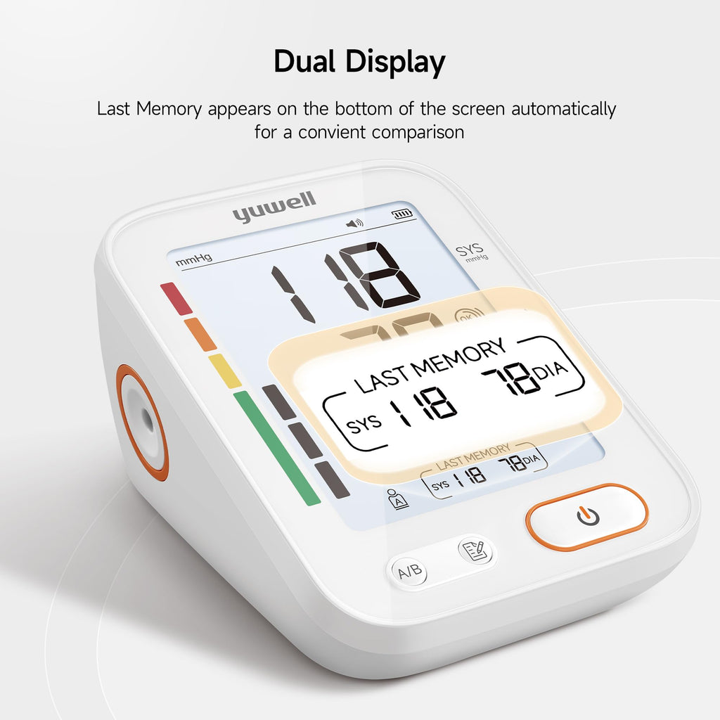 Upper Arm Blood Pressure Monitor with Adjustable Arm Cuff and Backlit Display H165