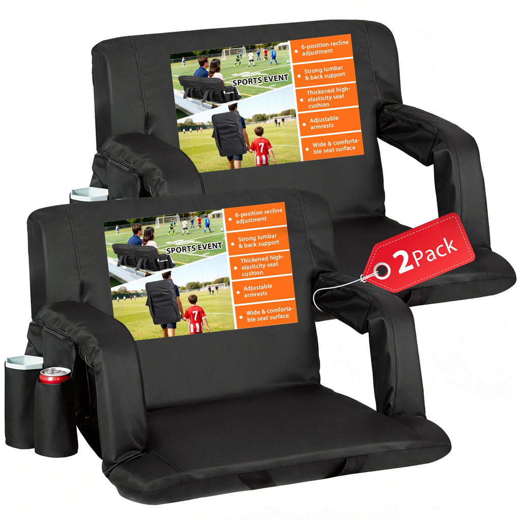 2 Pack Reclining Stadium Seat with Back Support I215