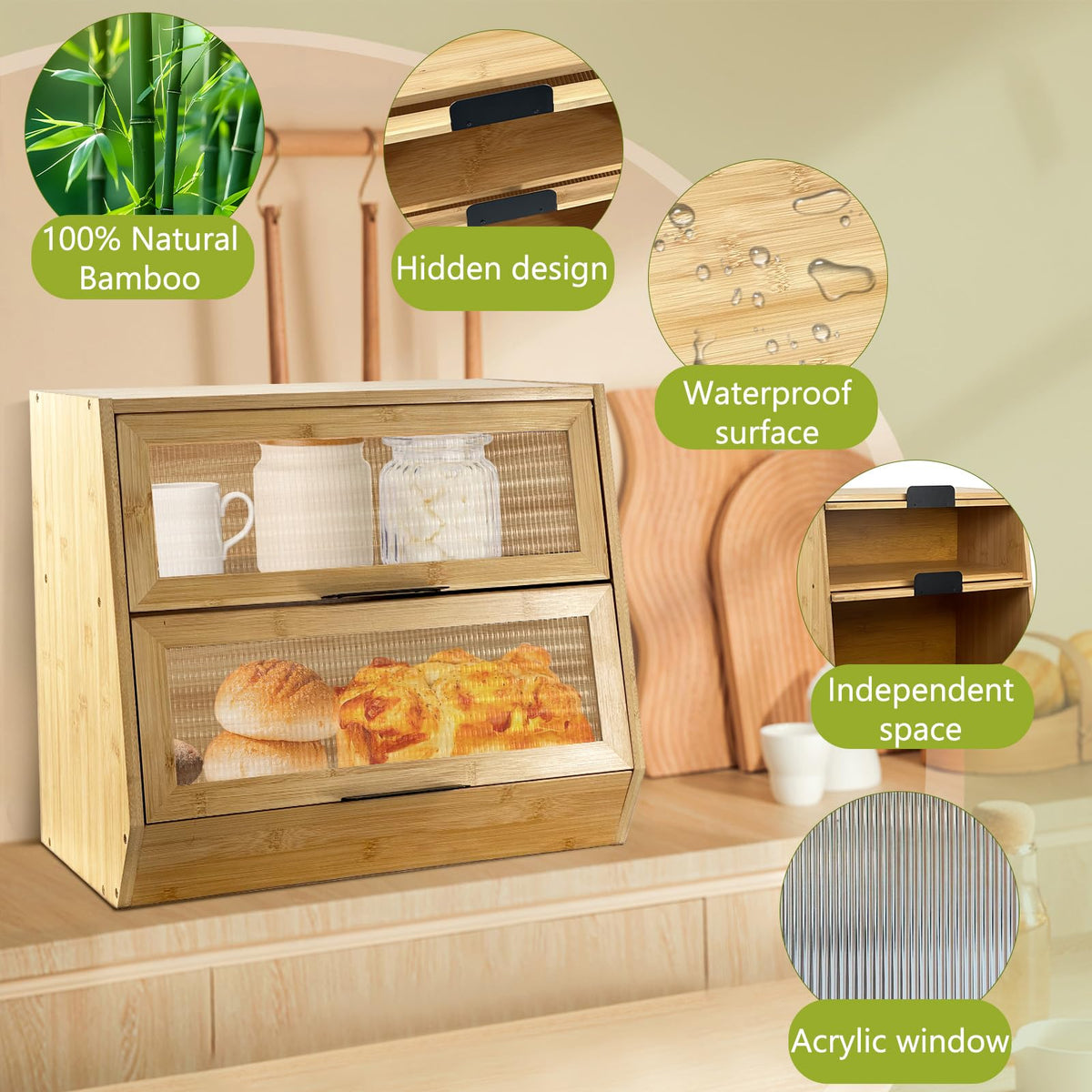 Wooden Bread Box with Window P382676