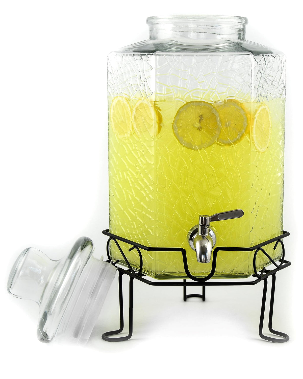 2.5 Gallon Glass Beverage Dispenser with Spigot and Stand L6000