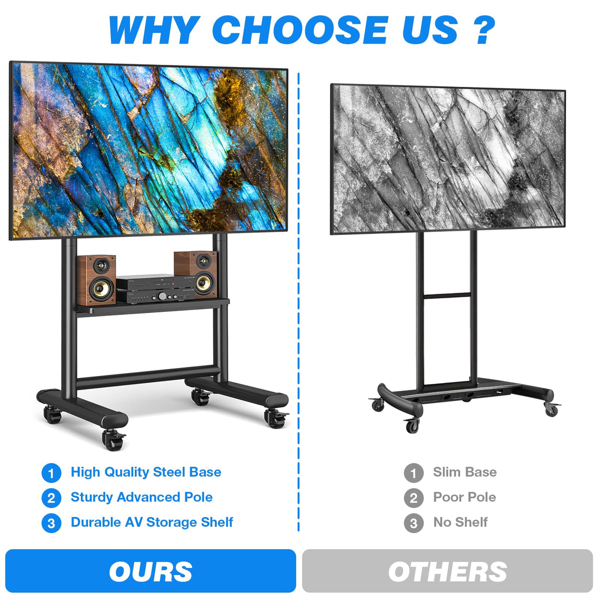 Heavy Duty Mobile TV Stand for 50-92 Inch TVs P259470