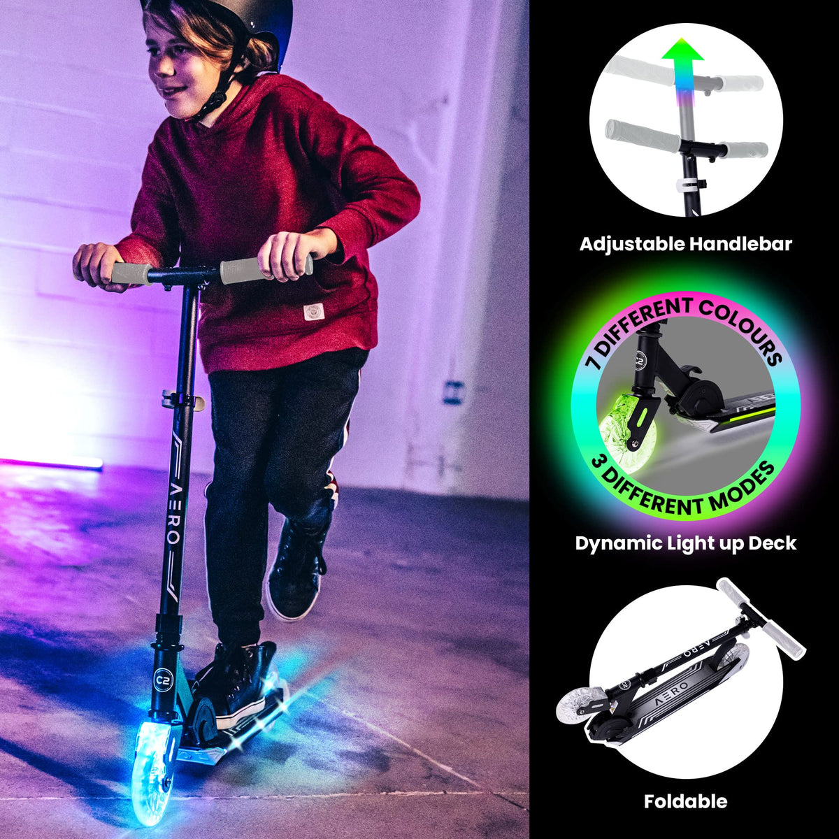 Two-Wheel Kick Scooter for Kids 5-8 with RGB Lights V390