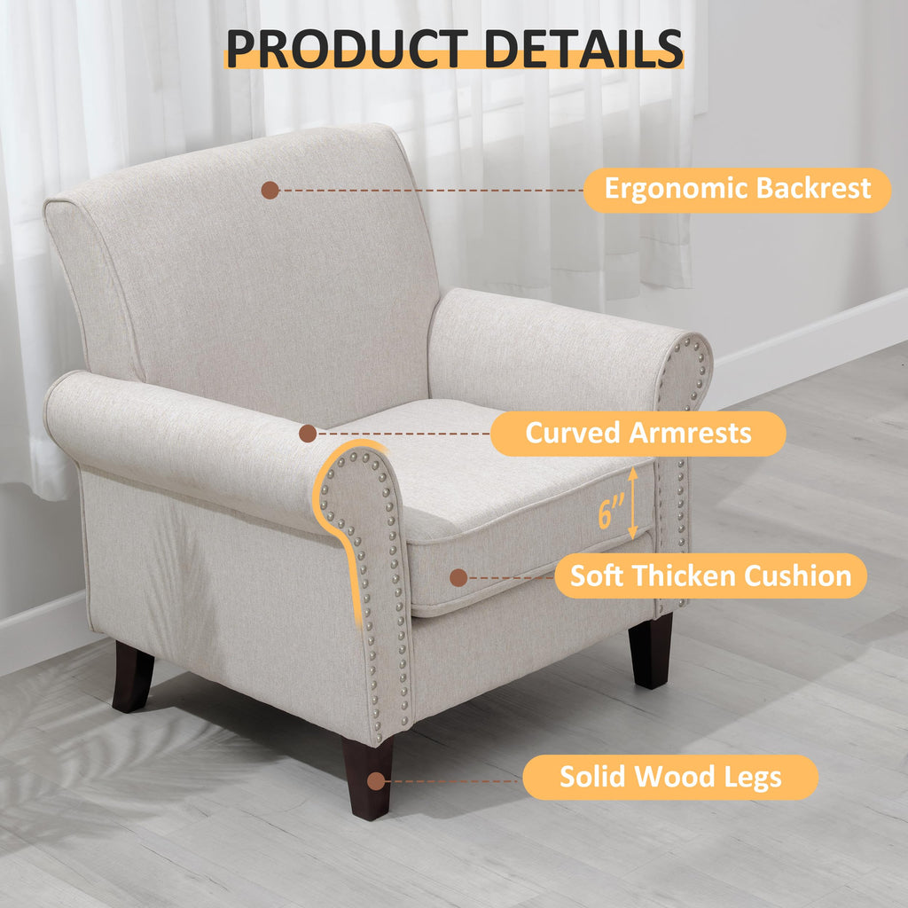 Beige Mid-Century Modern Accent Chairs Set of 2 Q1456