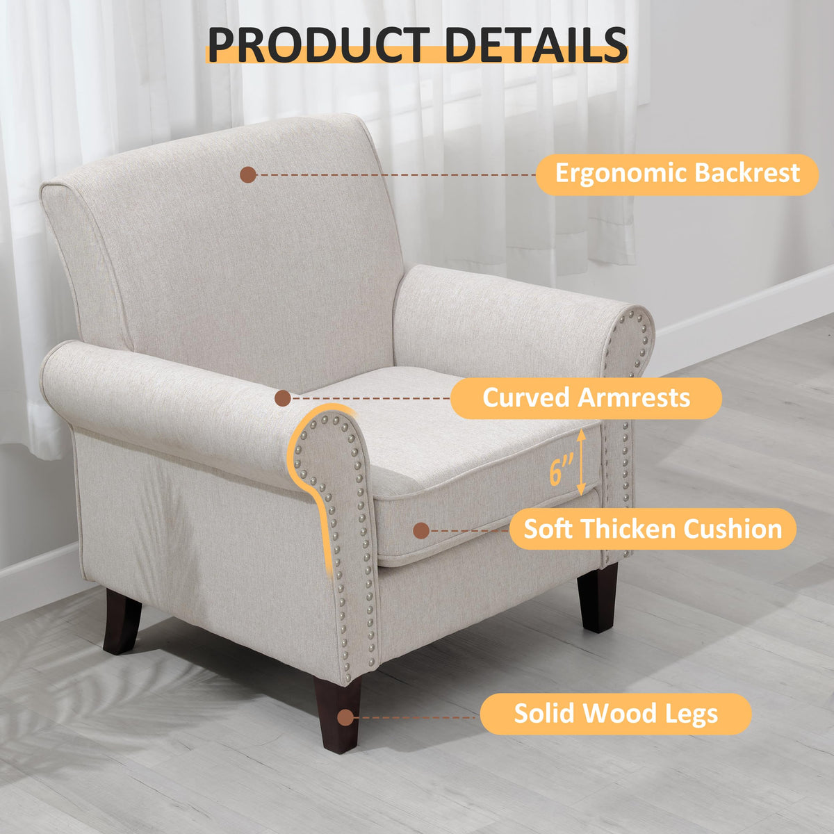 Beige Mid-Century Modern Accent Chairs Set of 2 Q1456