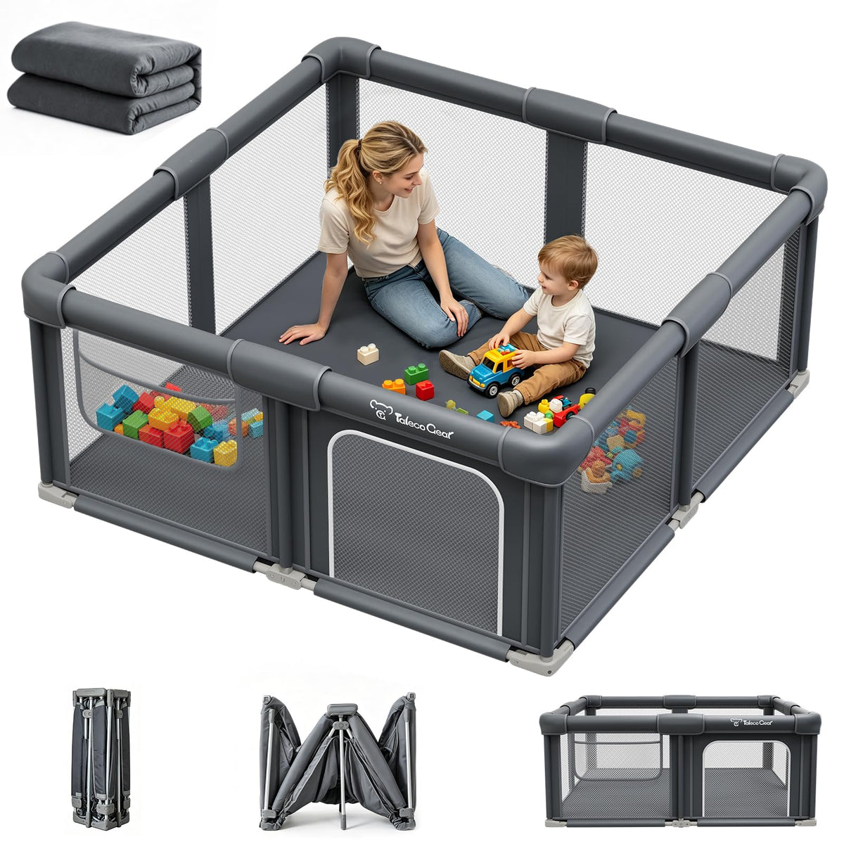 Foldable Baby Playpen with Mat P6610