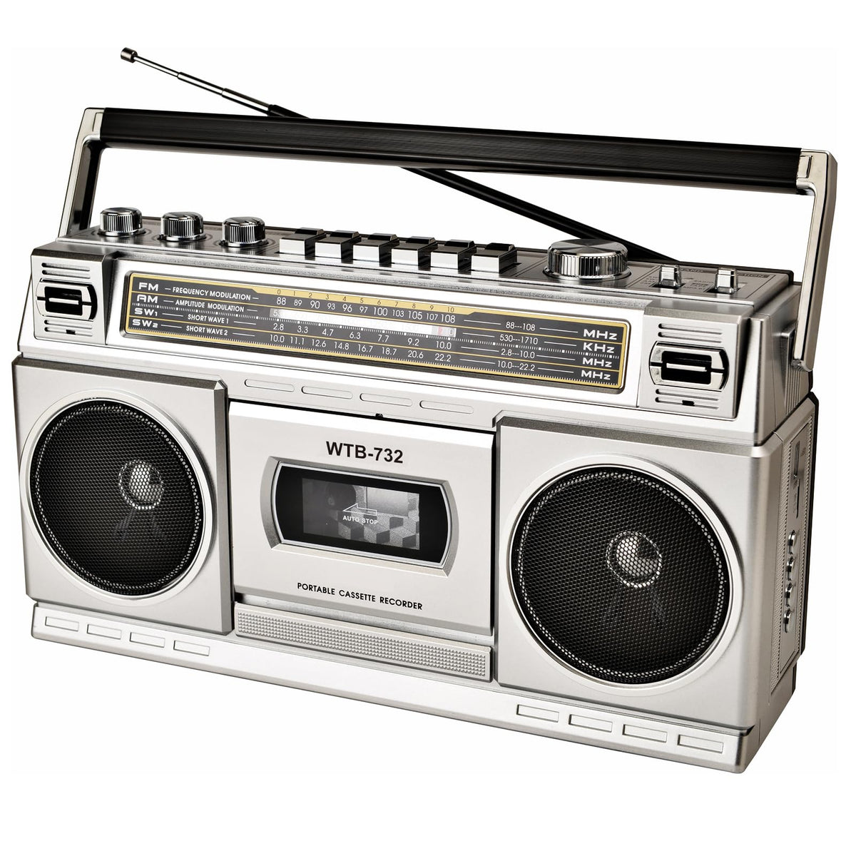 Portable Boombox with Cassette Player Recorder E31476