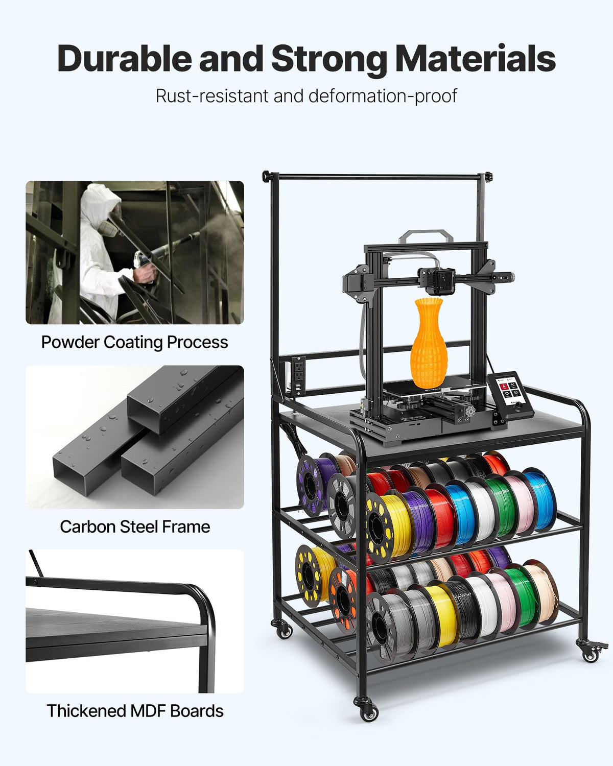 3-Tier Filament Storage Rack with Wheels L344025