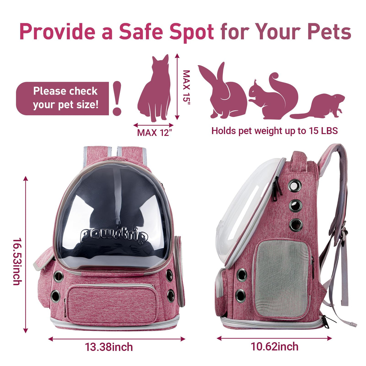 Cat Backpack Carrier Clear Bubble Window up to 15 lb K521392