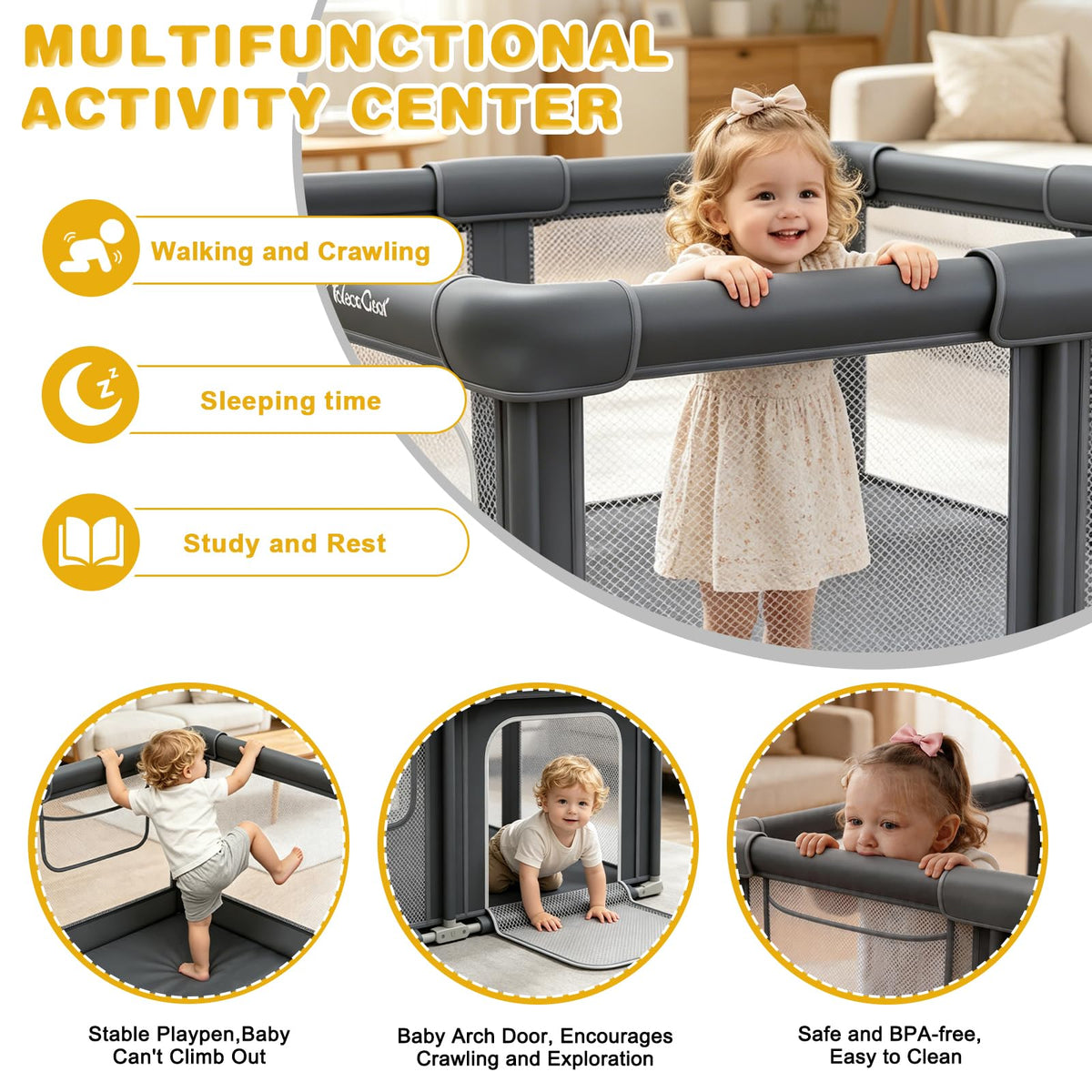 Foldable Baby Playpen with Mat P6610