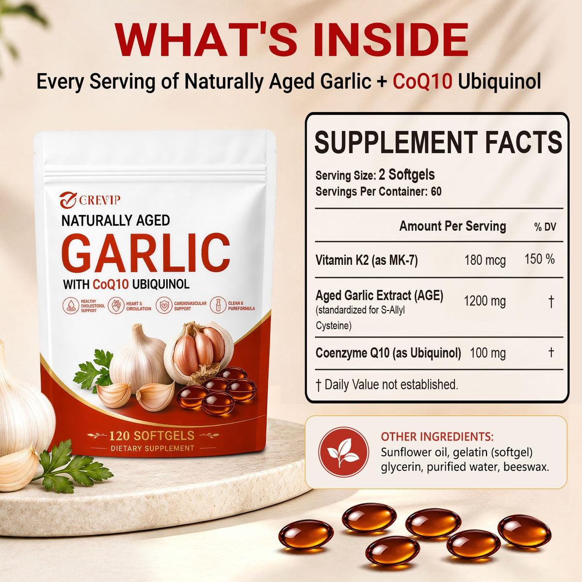 Odorless Garlic Extract Softgels 120Ct H546590