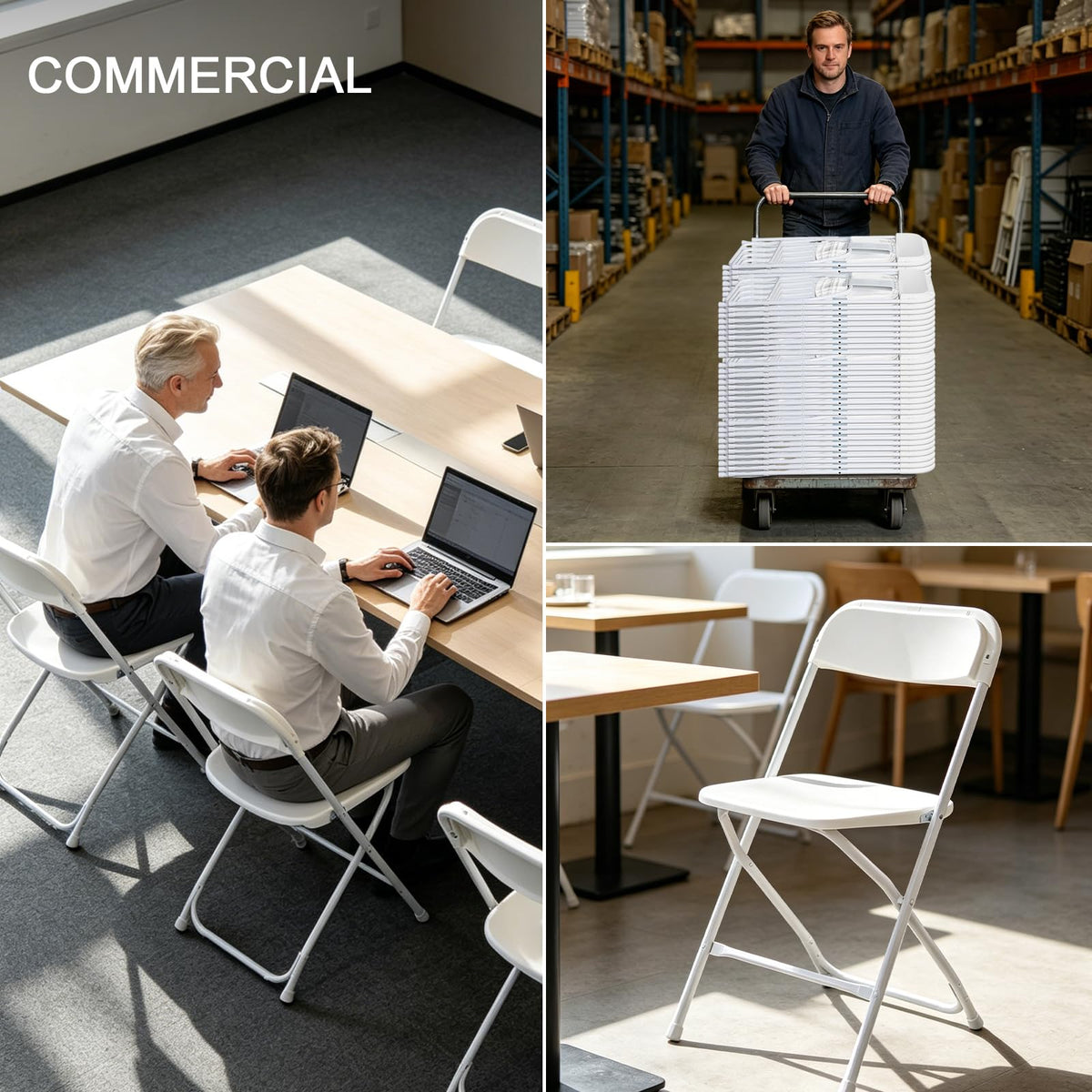 White 10 Pack Folding Chairs with Steel Frame G58115
