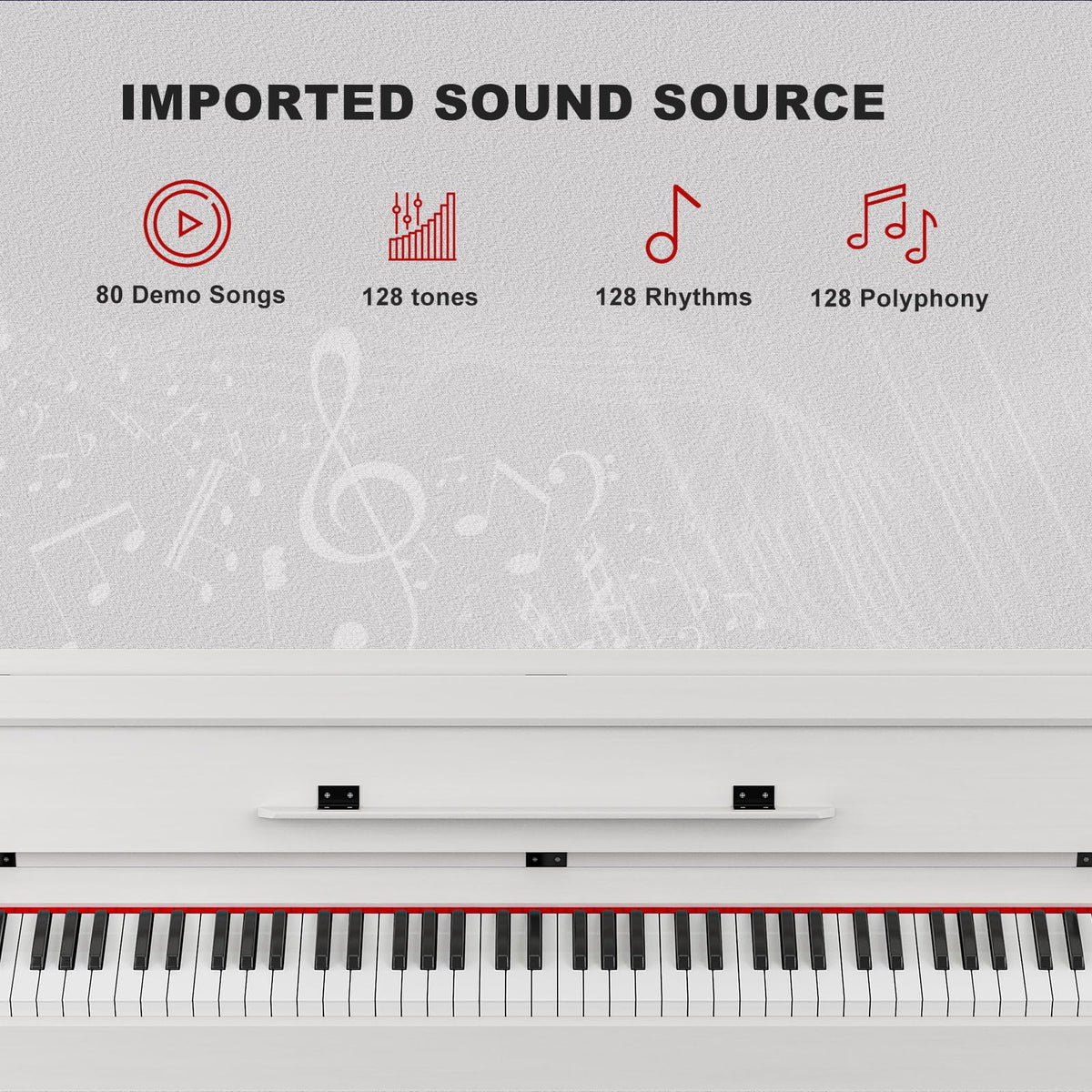 88 Weighted Key Digital Piano with Duet Piano Bench, Full Size Heavy Hammer Weighted Action Electric Piano Keyboard with USB MIDI, White J729