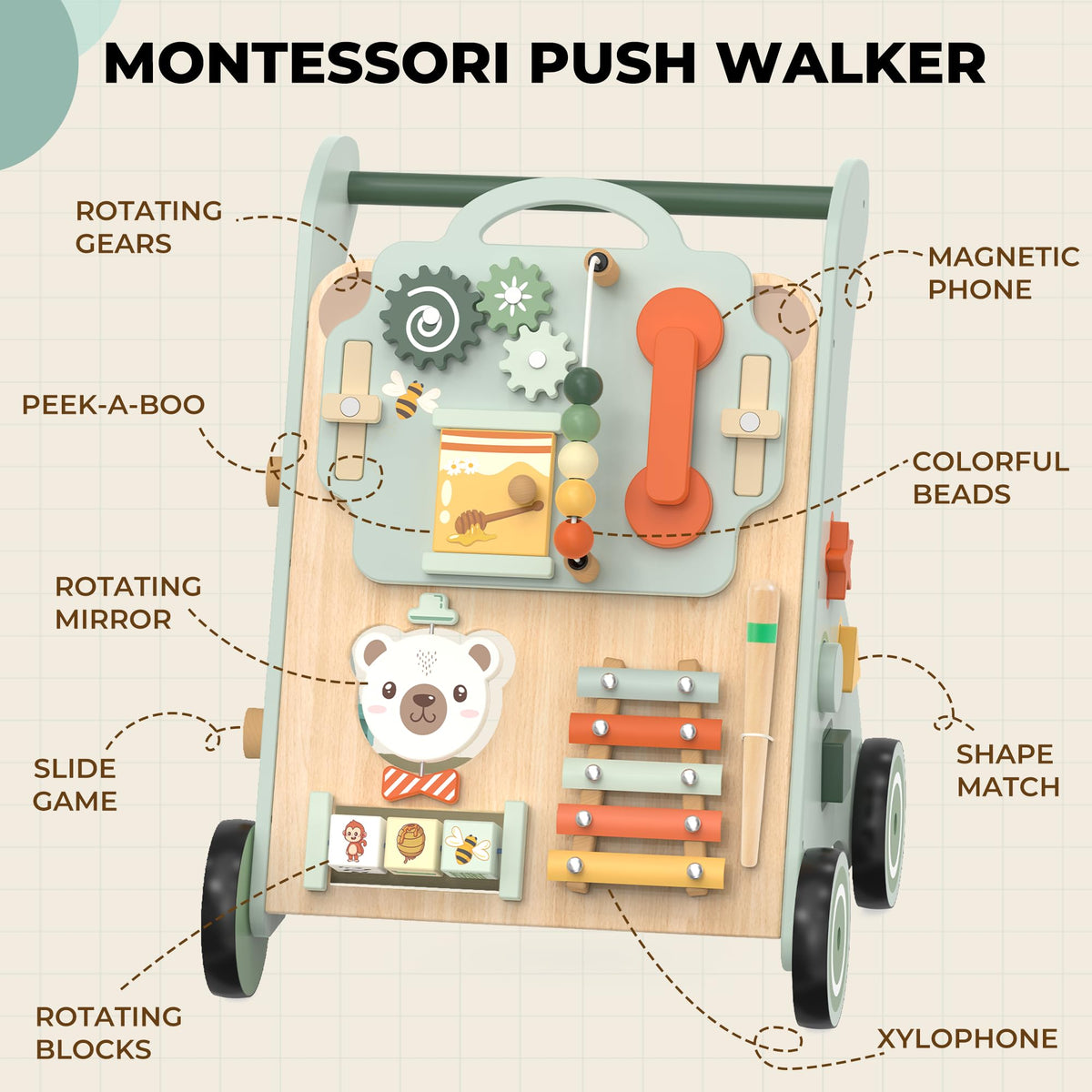 Wooden Sit-to-Stand Baby Walker J1765