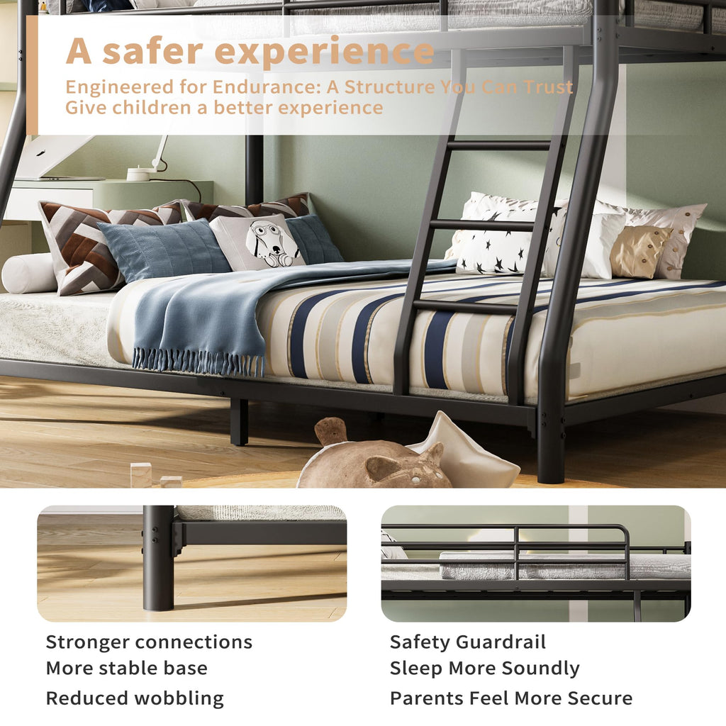 Twin Over Full Metal Bunk Bed with Guardrail and Ladder I9917