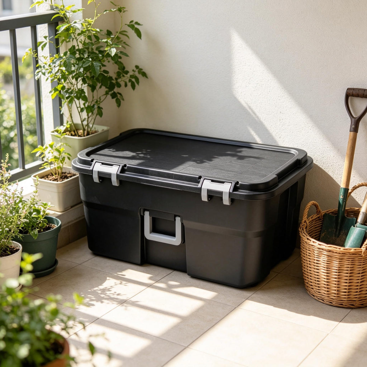 22 Gallon Wheeled Lockable Plastic Storage Footlocker H92956