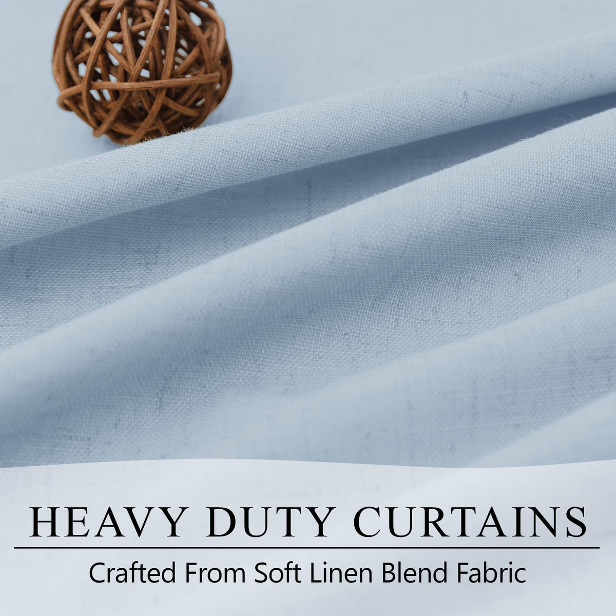 Light Blue Linen 108 Inch 2 Panel Curtain Set D44825