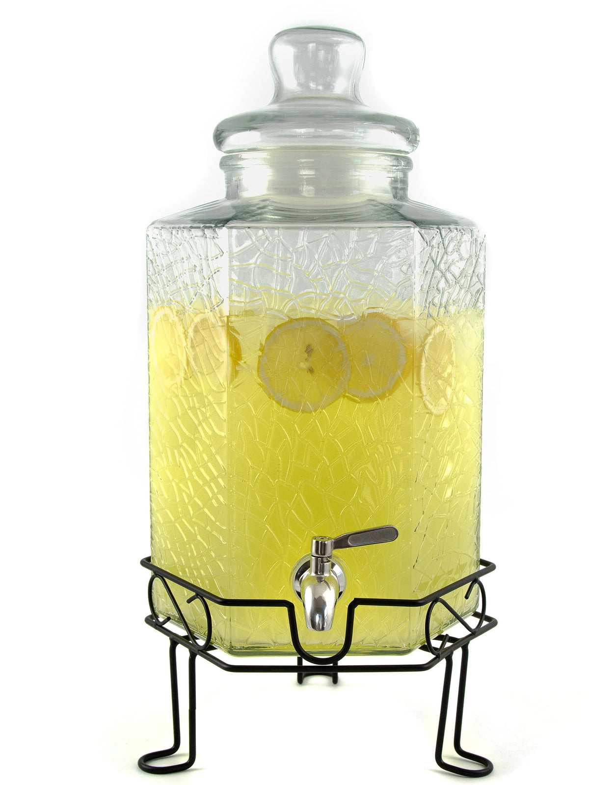 2.5 Gallon Glass Beverage Dispenser with Spigot and Stand L6000