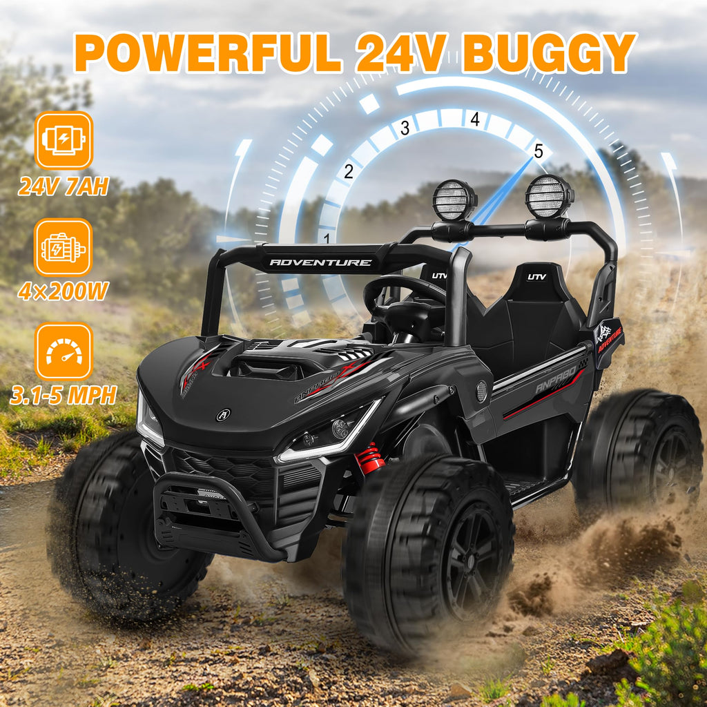 24V Ride on Toy with 4 x 200W Motors, Black F447
