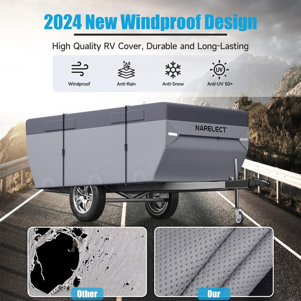 14'-16' 7 Layers Waterproof Anti-UV Ripstop Pop up Camper Cover V9727