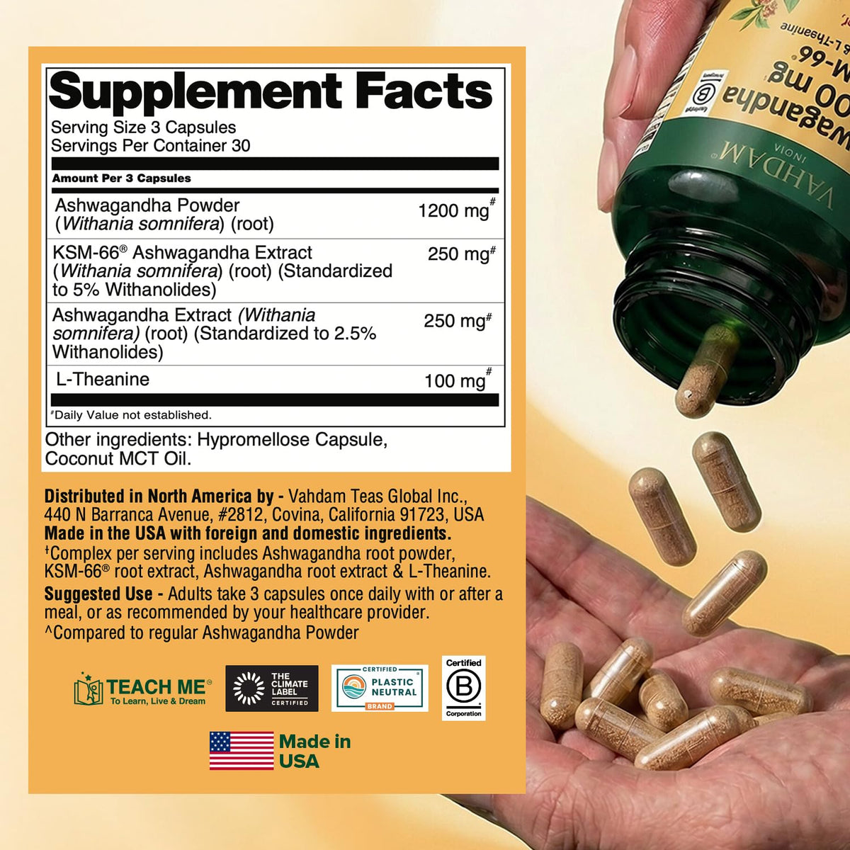 Ashwagandha Supplement 1800mg 90 Capsules H70399