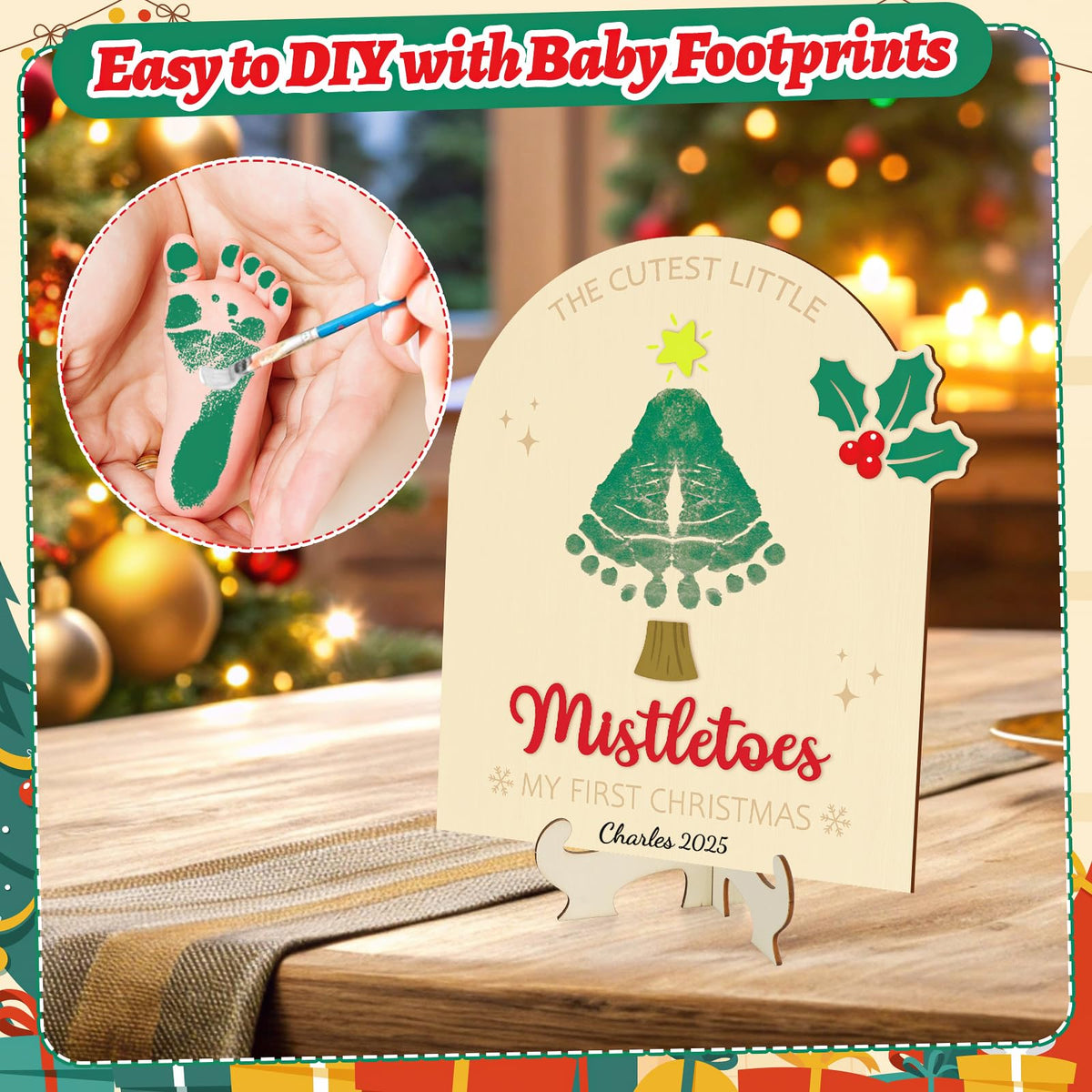 Baby's First Christmas DIY Footprint Art Card M227134