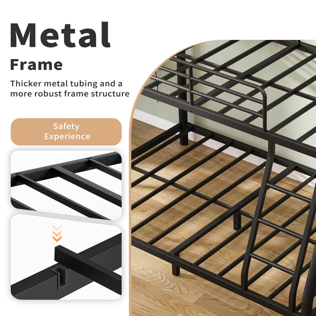 Twin Over Full Metal Bunk Bed with Guardrail and Ladder I9917