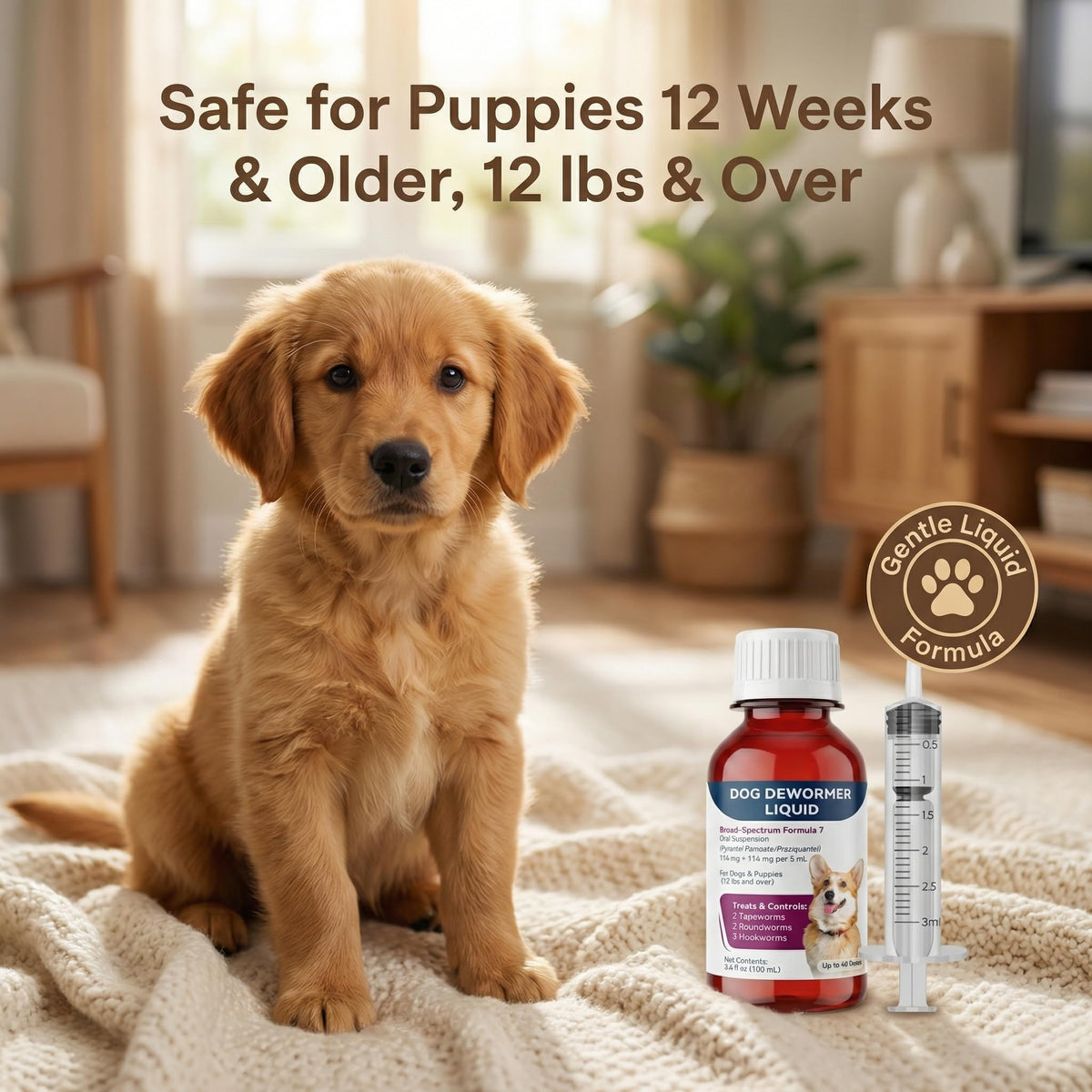 Liquid Dog Dewormer with Dosing Syringe 100ml J85654