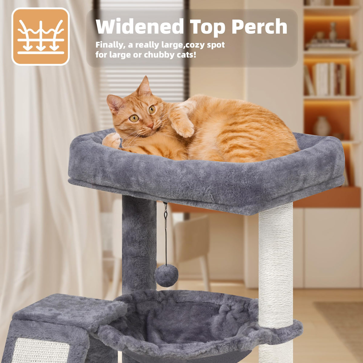 Cat Tree with Scratching Post and Hammock, Grey L977