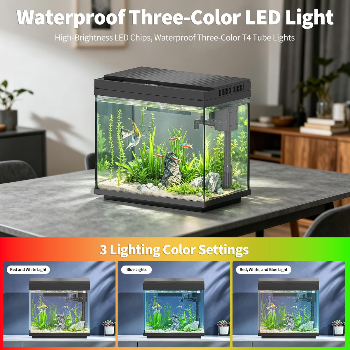 3 Gal Glass Fish Tank Kit with Filter & Light X3455